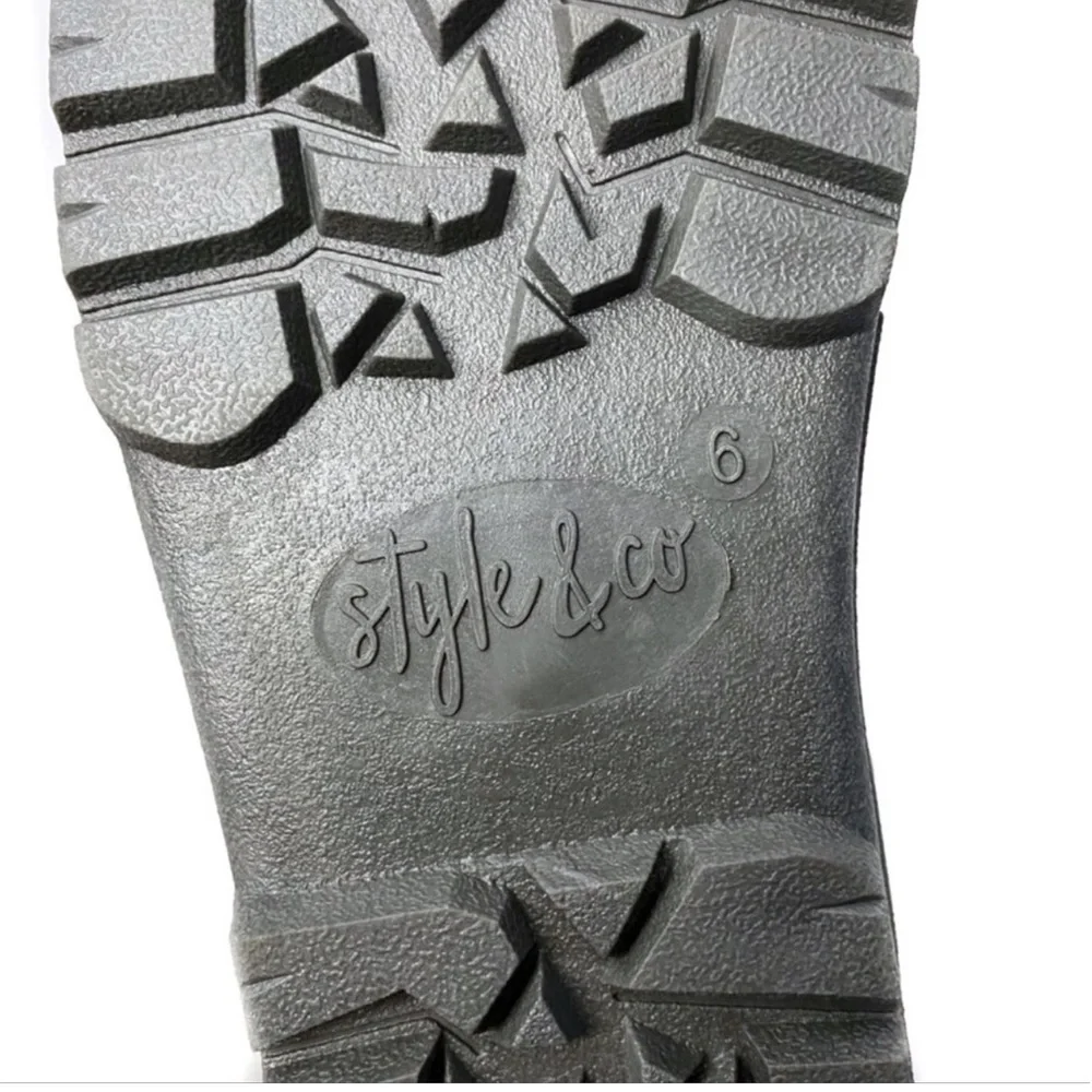 Style & Co. Suede Boot Nickyy Cold Weather Quilted Faux Fur Trim Grey Size 6